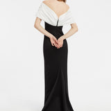 Off-Shoulder Bow Detailed Long Evening Dress - 5029C