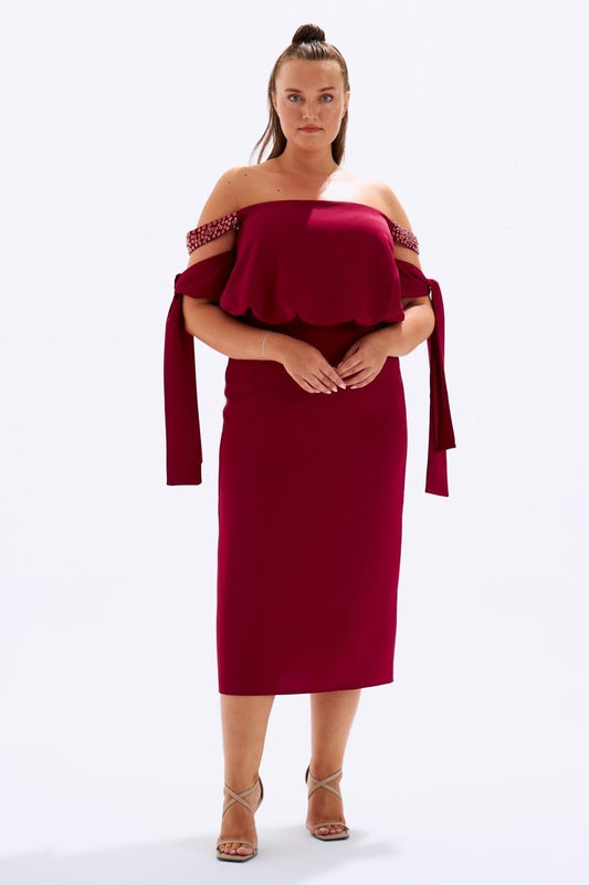 Off-Shoulder Plus Size Evening Dress - 6000C