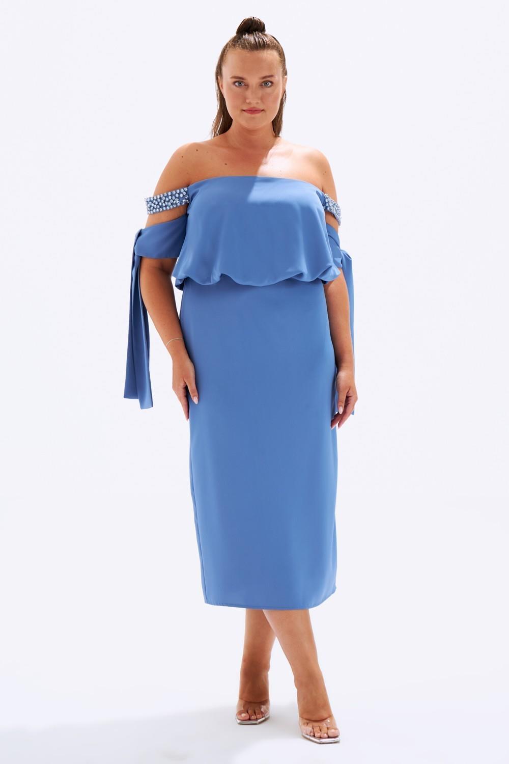 Off-Shoulder Plus Size Evening Dress