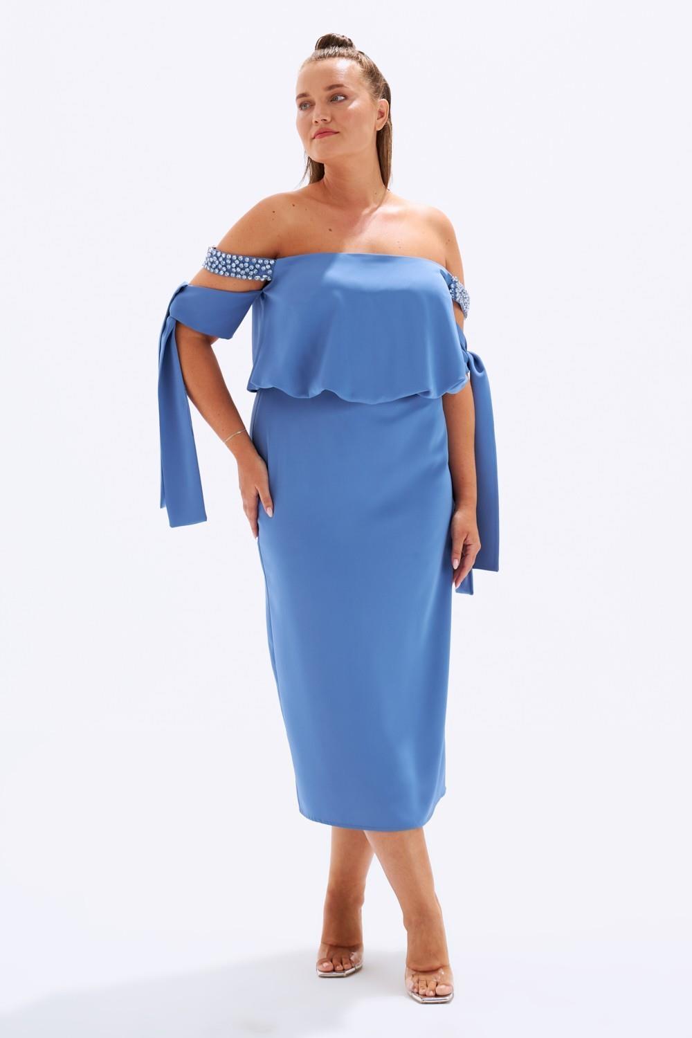 Off-Shoulder Plus Size Evening Dress