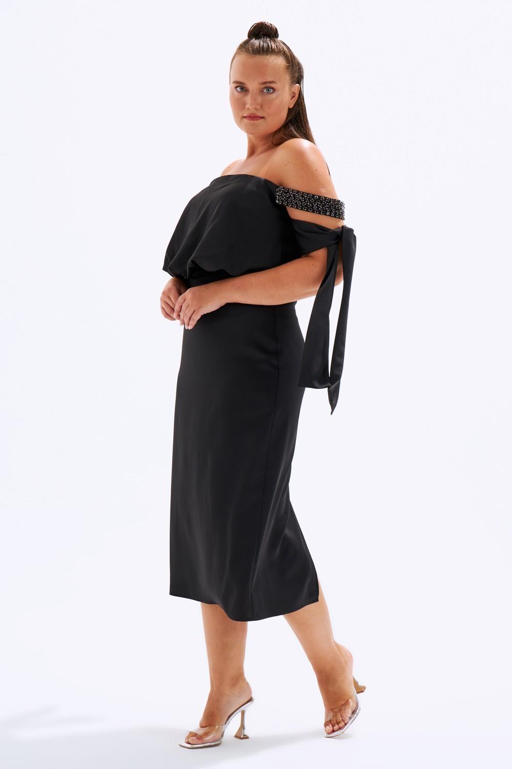 Off-Shoulder Plus Size Evening Dress