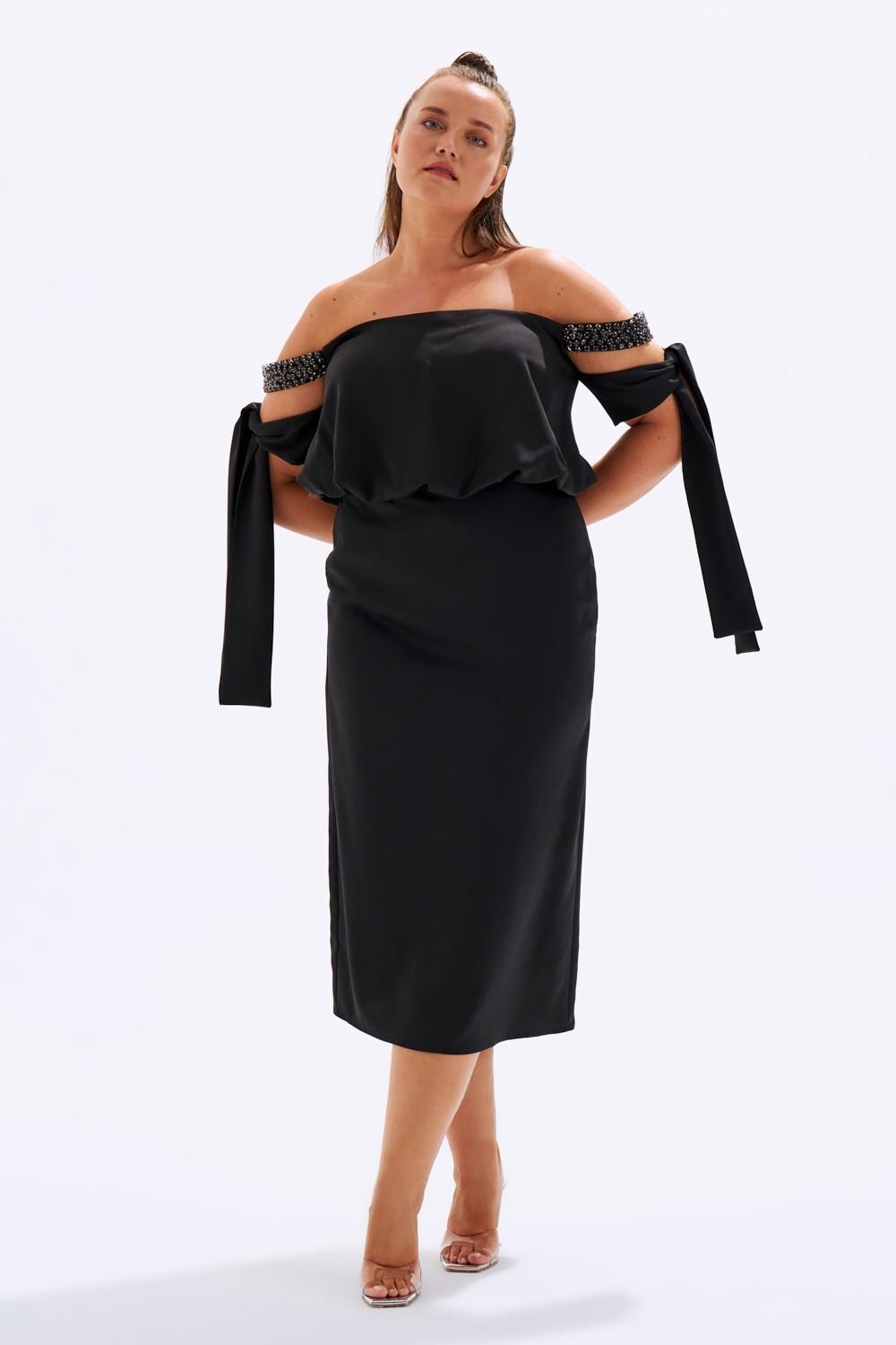 Off-Shoulder Plus Size Evening Dress