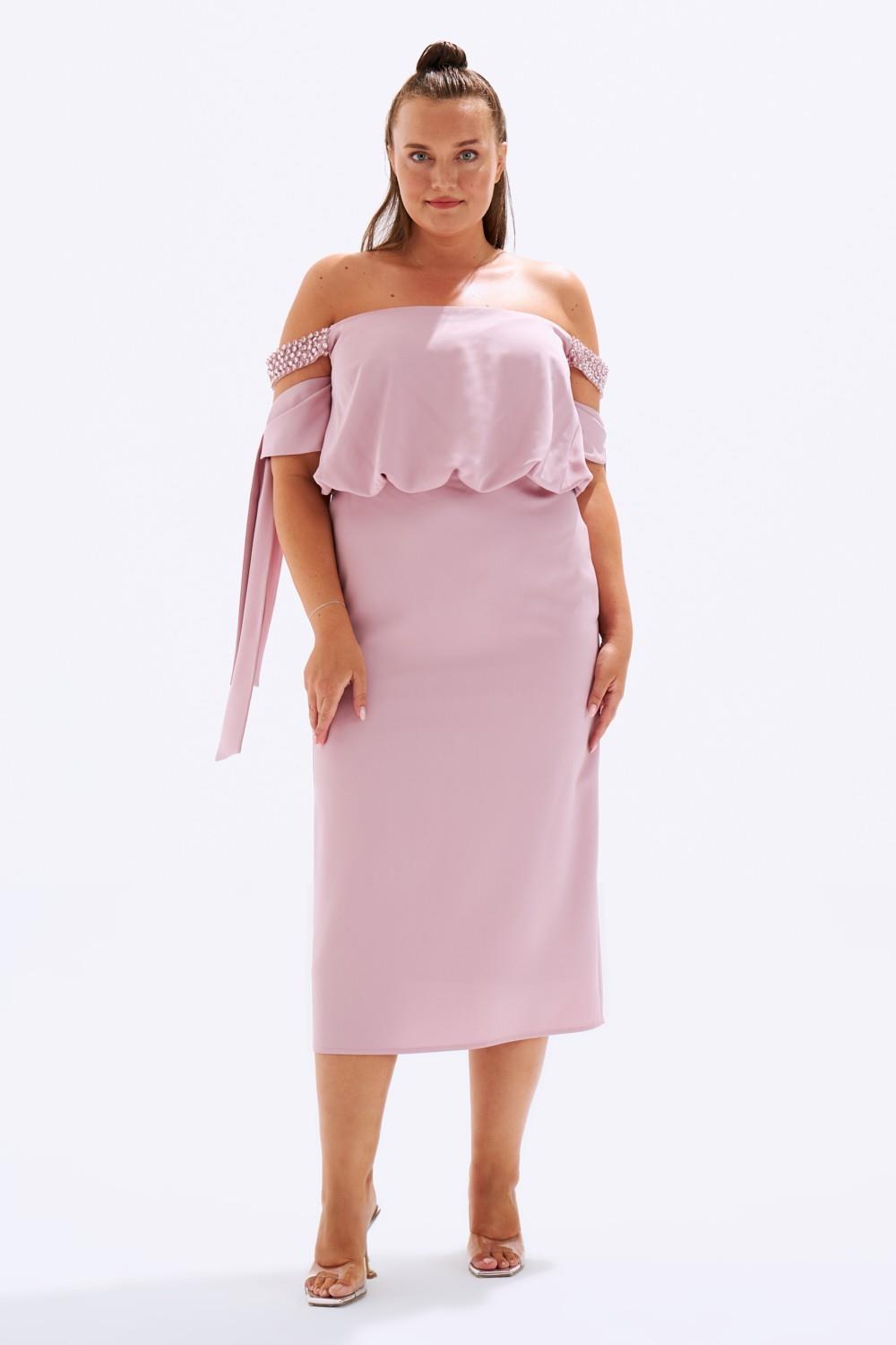 Off-Shoulder Plus Size Evening Dress