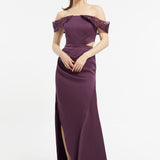 Off-Shoulder Fish Form Evening Dress - 5016C