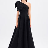 One Shoulder Bow Detailed Long Evening Dress - 9062C