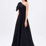 One Shoulder Bow Detailed Long Evening Dress - 9062C