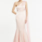 Rhinestone Embroidered Single Shoulder Bow Detailed Long Evening Dress