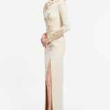 Single Sleeve Embroidered Long Evening Dress