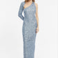 Single Sleeve Slit Detailed Sequined Long Dress