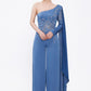 One Sleeve Embroidered Jumpsuit Evening Dress