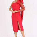 Single Sleeve Mesh Evening Dress - 7002C