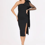 Single Sleeve Mesh Evening Dress - 7002C