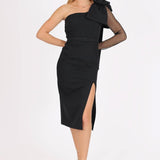 Single Sleeve Mesh Evening Dress - 7002C