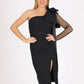 Single Sleeve Mesh Evening Dress