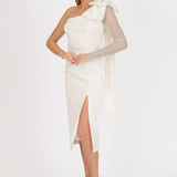 Single Sleeve Mesh Evening Dress - 7002C