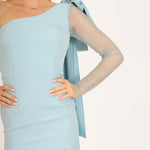 Single Sleeve Mesh Evening Dress