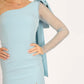 Single Sleeve Mesh Evening Dress