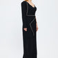 One Sleeve Stone Embroidered Long Evening Dress