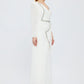 One Sleeve Stone Embroidered Long Evening Dress