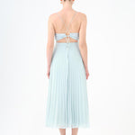 Pleated Strappy Midi Evening Dress