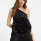 Pleated Rose Taffeta Short Evening Dress