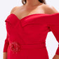 Off-Shoulder & Belted Plus Size Evening Dress