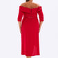 Off-Shoulder & Belted Plus Size Evening Dress