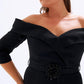 Off-Shoulder & Belted Plus Size Evening Dress