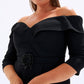 Off-Shoulder & Belted Plus Size Evening Dress