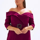 Off-Shoulder & Belted Plus Size Evening Dress