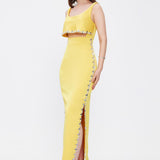 Stone Embroidered Strappy Long Evening Dress with Slits - 2006C