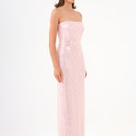 Rhinestone Sequined Strapless Long Evening Dress