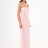 Rhinestone Sequined Strapless Long Evening Dress