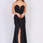 Rope Strappy Embroidered Slit Long Evening Dress