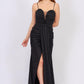 Rope Strappy Embroidered Slit Long Evening Dress