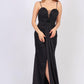 Rope Strappy Embroidered Slit Long Evening Dress