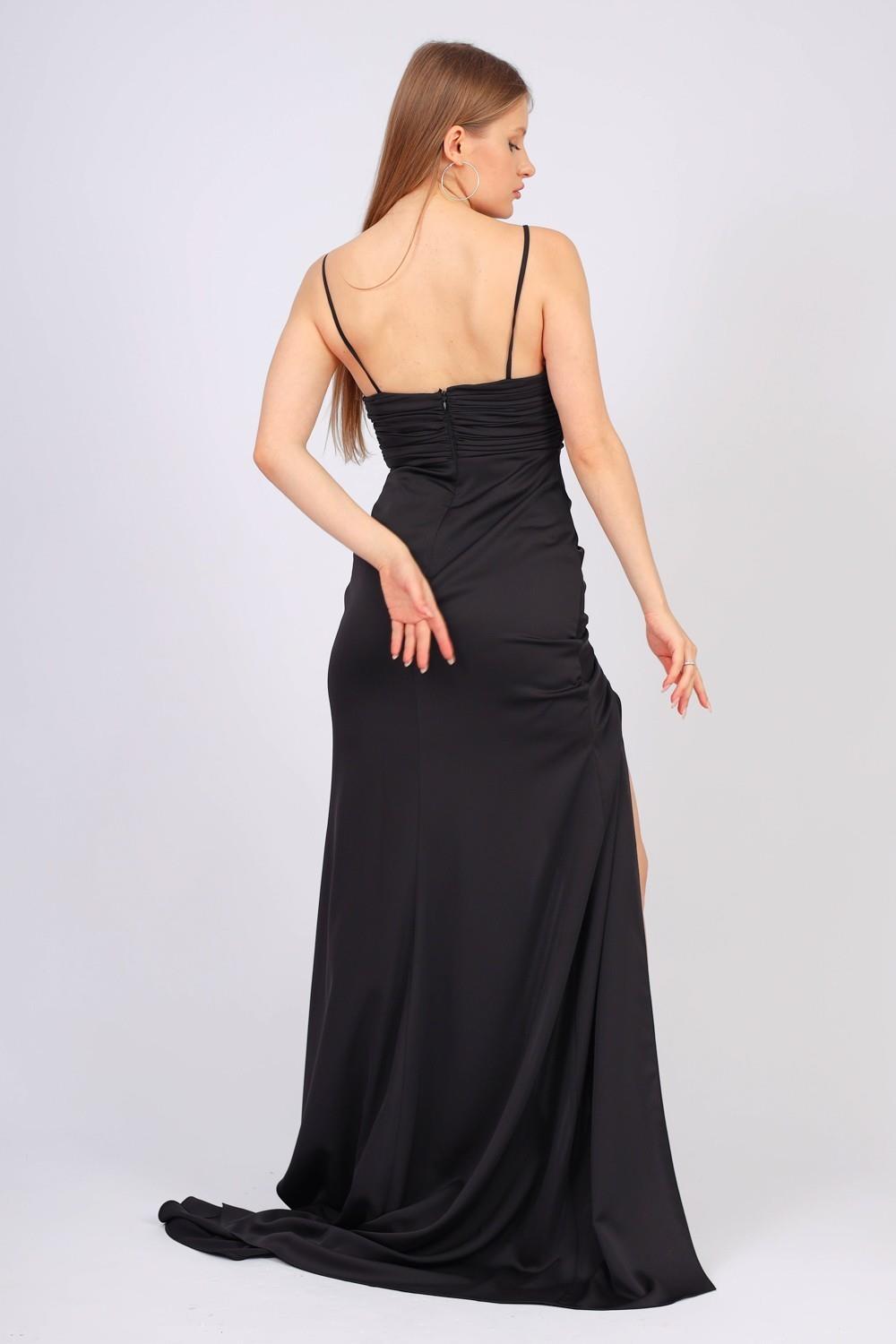 Rope Strappy Embroidered Slit Long Evening Dress