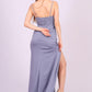 Rope Strappy Embroidered Slit Long Evening Dress