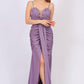 Rope Strappy Embroidered Slit Long Evening Dress