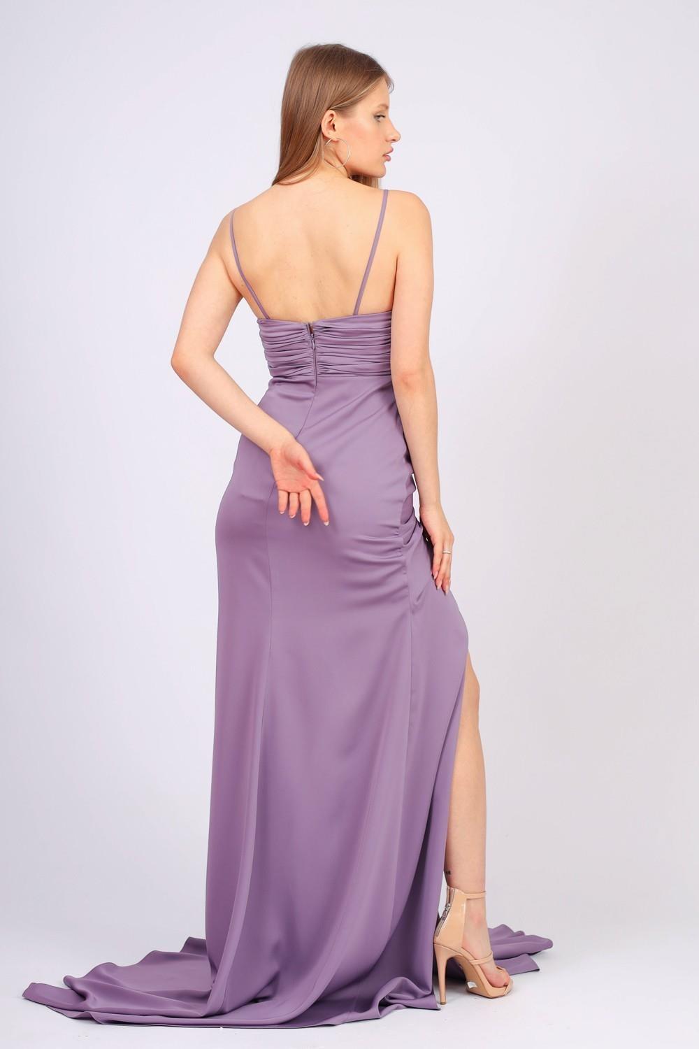 Rope Strappy Embroidered Slit Long Evening Dress