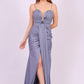 Rope Strappy Embroidered Slit Long Evening Dress