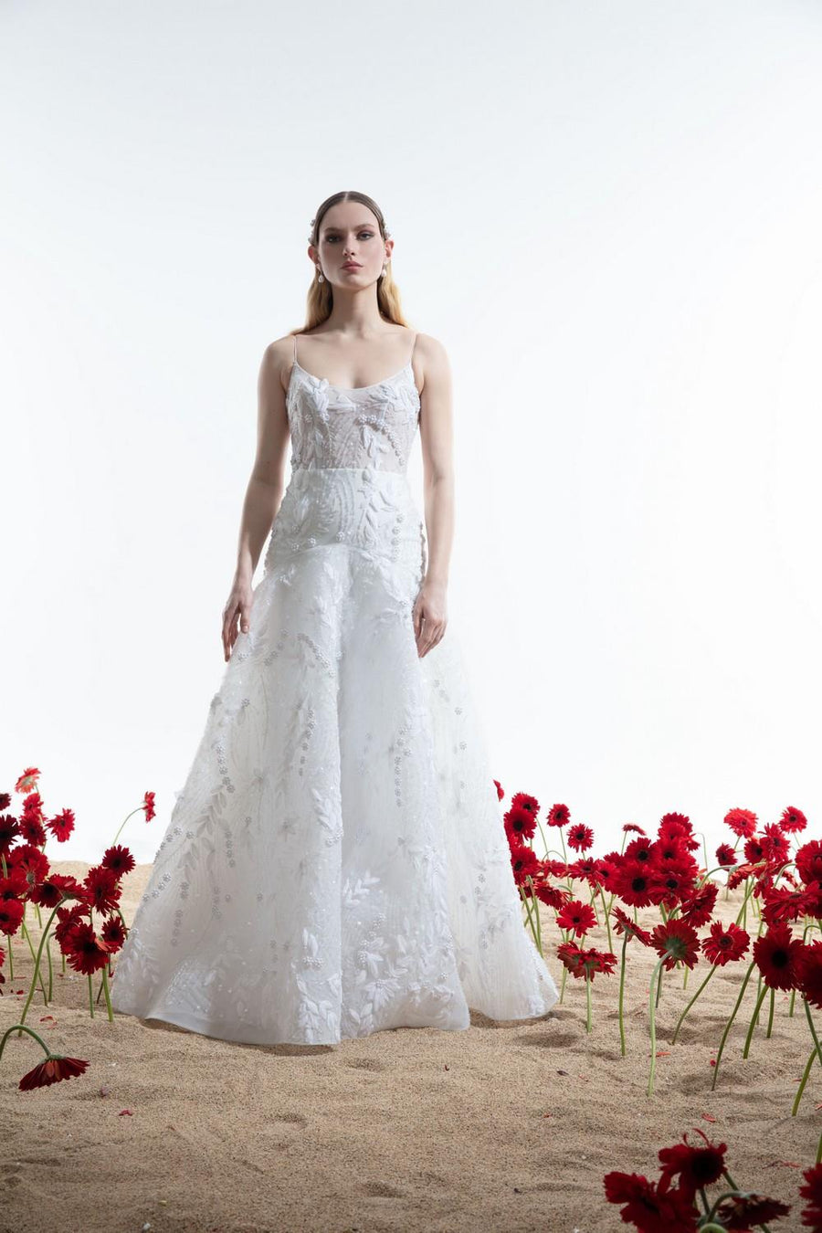 Rope Strappy Strapless Flared Wedding Dress