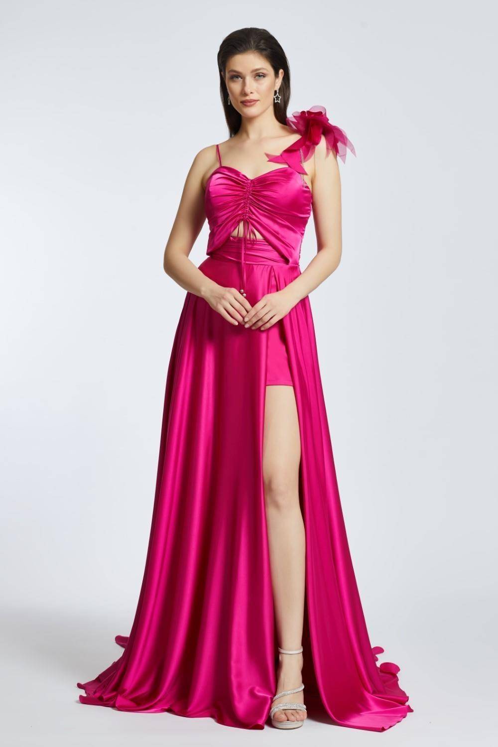 Rope Strappy Slit Long Evening Dress