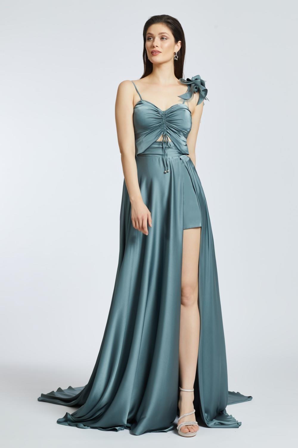 Rope Strappy Slit Long Evening Dress