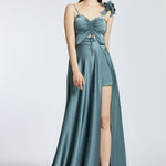 Rope Strappy Slit Long Evening Dress