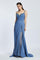 Rope Straps Draped Embroidered Evening Dress With Slits