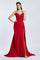 Rope Straps Draped Embroidered Evening Dress With Slits