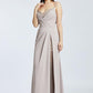 Rope Straps Draped Embroidered Evening Dress With Slits