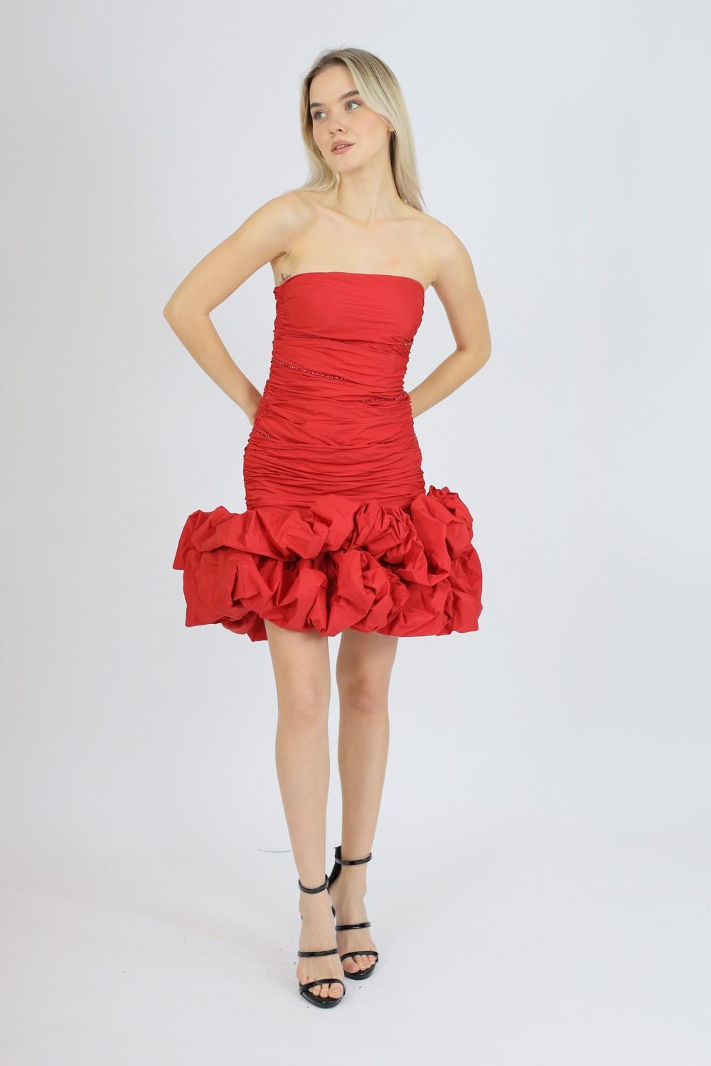 Short Evening Dress with Ruffled Skirt