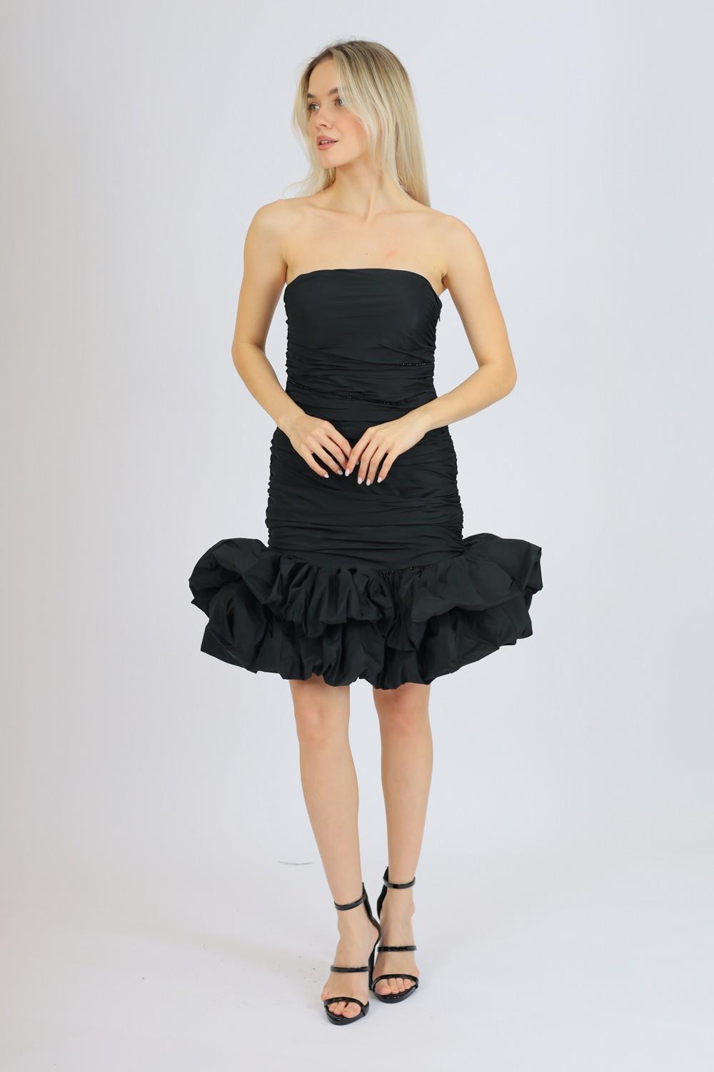 Short Evening Dress with Ruffled Skirt